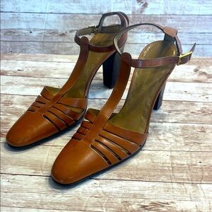 Enzo Angiolini Brown Leather Heels 7.5 M